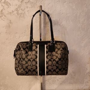 Coach Black and Gray Signature Satchel